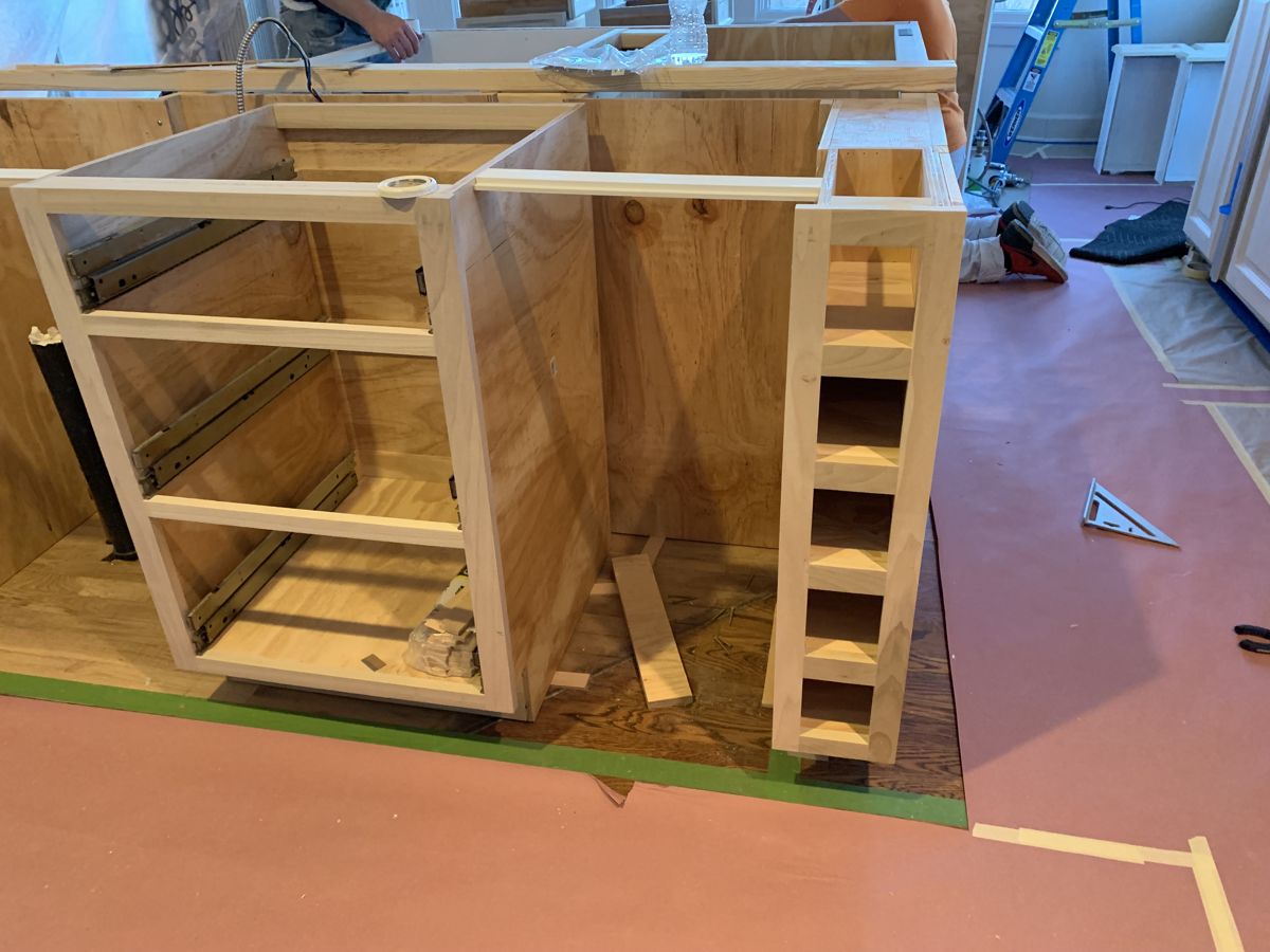 Kitchen remodel, during: custom island build