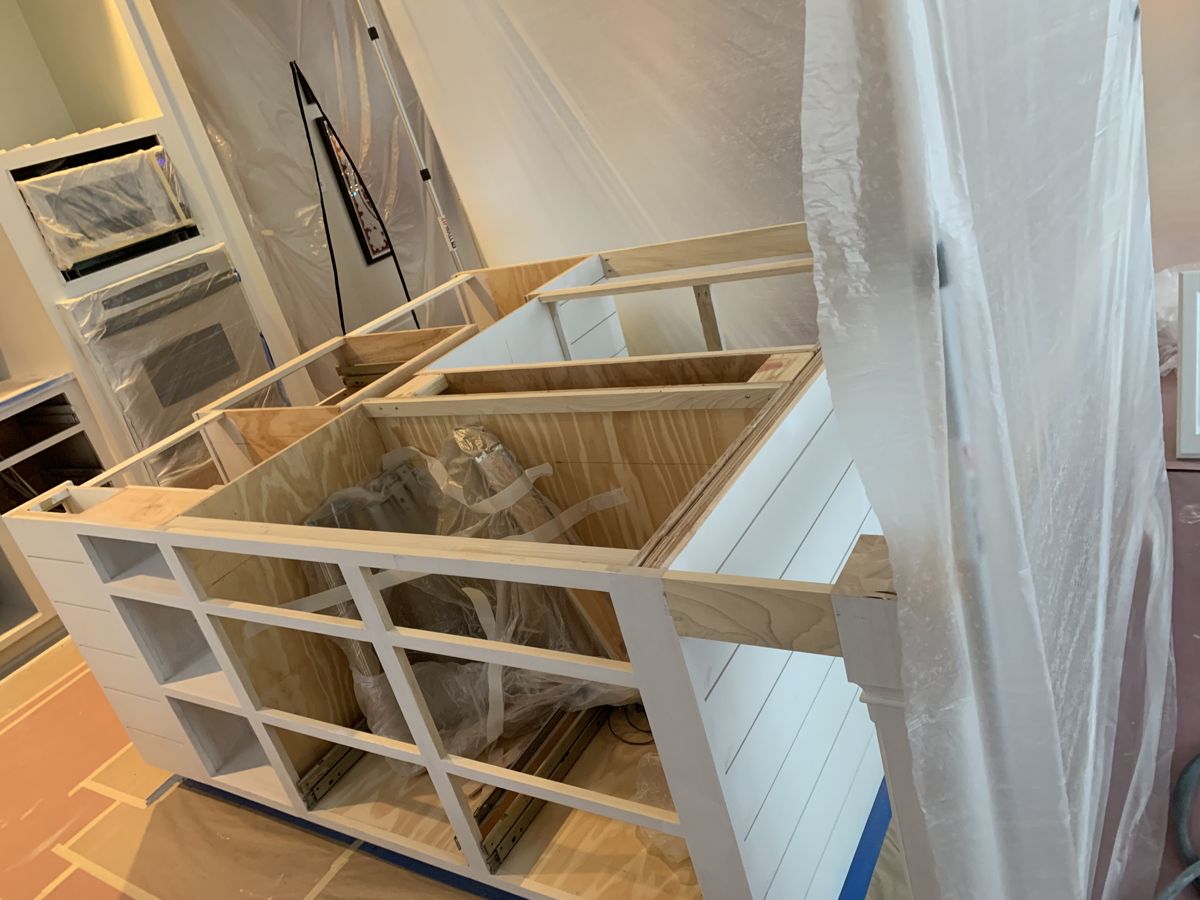 Kitchen remodel, during: framing and paint
